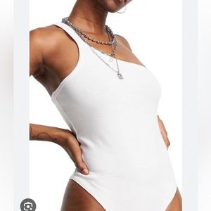 New Topshop one shoulder stretch bodysuit